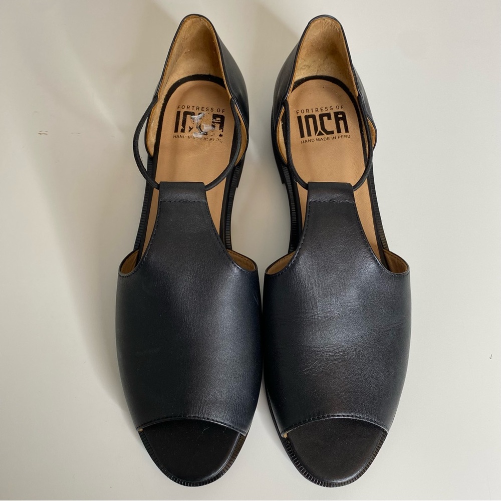 Fortress of Inca Leia T-Strap Flats Black Size 40